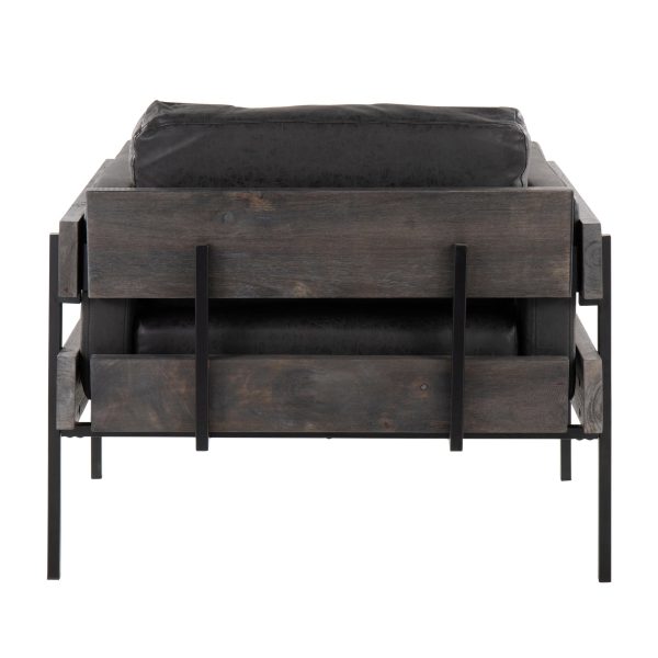 LumiSource Kari Black Faux Leather Farmhouse Accent Chair 3