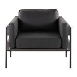 LumiSource Kari Black Faux Leather Farmhouse Accent Chair