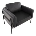 LumiSource Kari Black Faux Leather Farmhouse Accent Chair