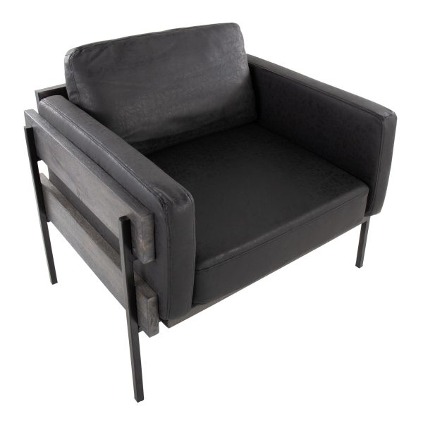 LumiSource Kari Black Faux Leather Farmhouse Accent Chair 5