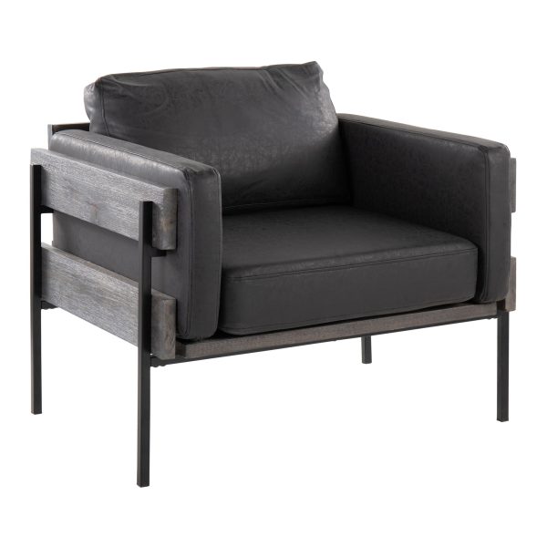 LumiSource Kari Black Faux Leather Farmhouse Accent Chair