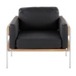 LumiSource Kari Black Faux Leather White Metal Farmhouse Chair