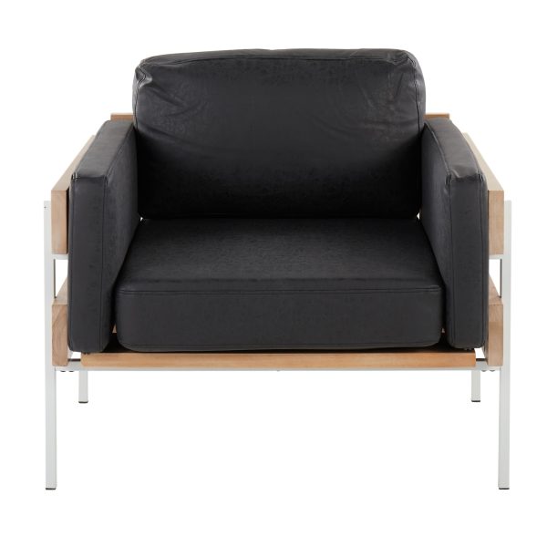 LumiSource Kari Black Faux Leather White Metal Farmhouse Chair 5