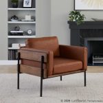 LumiSource Kari Camel Faux Leather Farmhouse Accent Chair