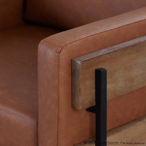 LumiSource Kari Camel Faux Leather Farmhouse Accent Chair 2
