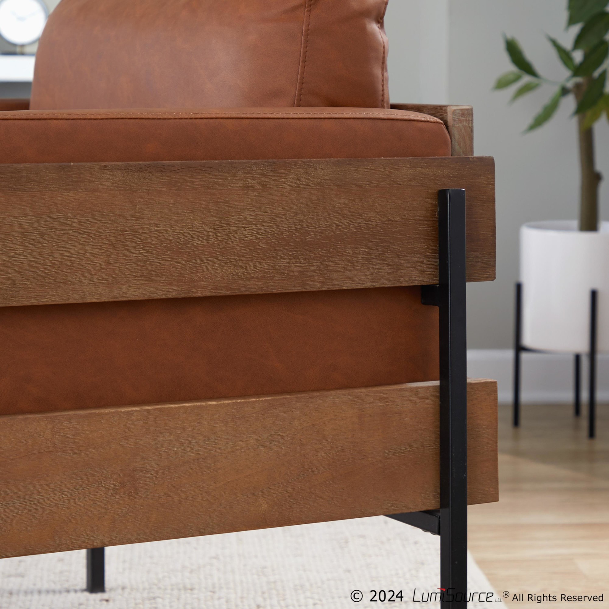 LumiSource Kari Camel Faux Leather Farmhouse Accent Chair 4 LumiSource Kari Camel Faux Leather Farmhouse Accent Chair - Image 4