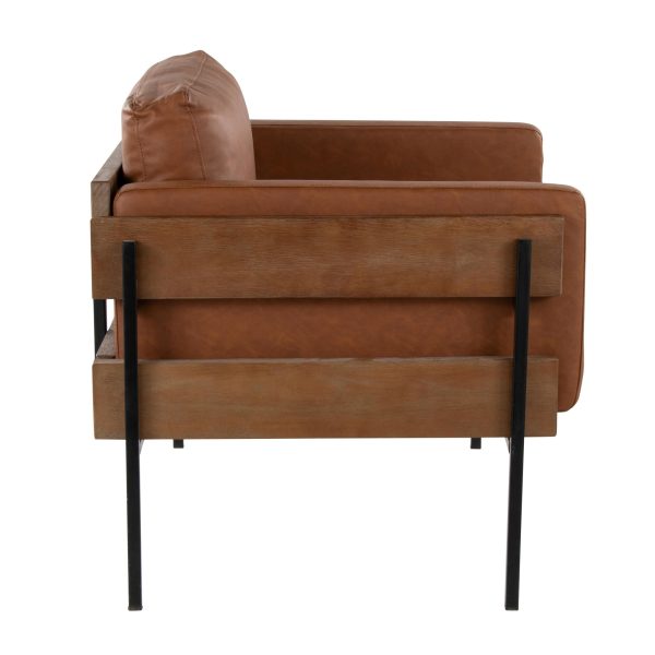 LumiSource Kari Camel Faux Leather Farmhouse Accent Chair 5