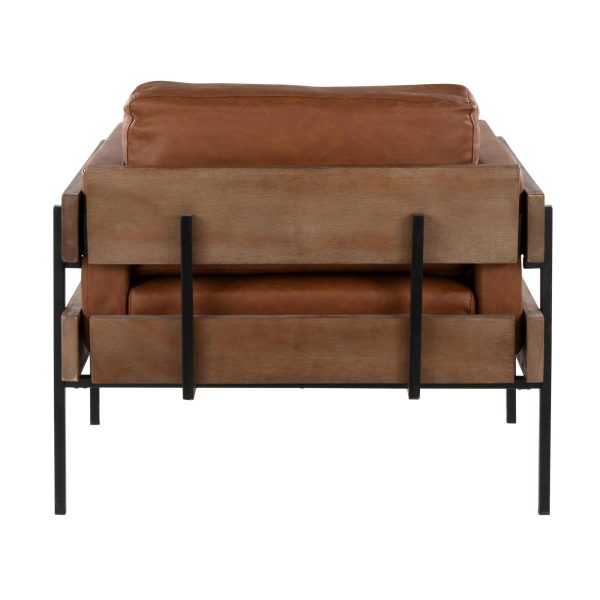 LumiSource Kari Camel Faux Leather Farmhouse Accent Chair 7