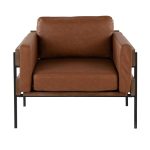 LumiSource Kari Camel Faux Leather Farmhouse Accent Chair