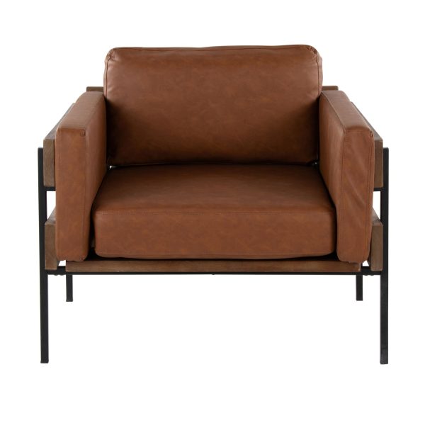 LumiSource Kari Camel Faux Leather Farmhouse Accent Chair 8