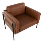 LumiSource Kari Camel Faux Leather Farmhouse Accent Chair