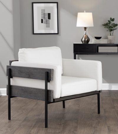 LumiSource Kari Luxe Farmhouse Accent Chair Black/Grey/White
