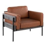 LumiSource Kari Luxe Farmhouse Accent Chair Camel Faux Leather 10 LumiSource Kari Luxe Farmhouse Accent Chair Camel Faux Leather