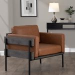 LumiSource Kari Luxe Farmhouse Accent Chair Camel Faux Leather 9 LumiSource Kari Luxe Farmhouse Accent Chair Camel Faux Leather