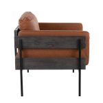 LumiSource Kari Luxe Farmhouse Accent Chair Camel Faux Leather 11 LumiSource Kari Luxe Farmhouse Accent Chair Camel Faux Leather