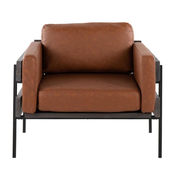 LumiSource Kari Luxe Farmhouse Accent Chair Camel Faux Leather 5