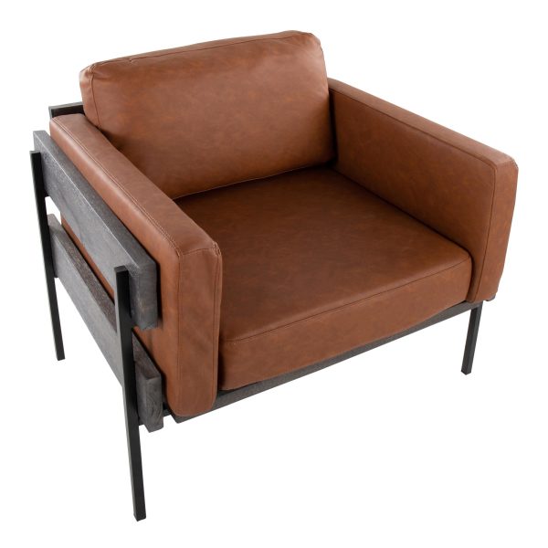 LumiSource Kari Luxe Farmhouse Accent Chair Camel Faux Leather 6