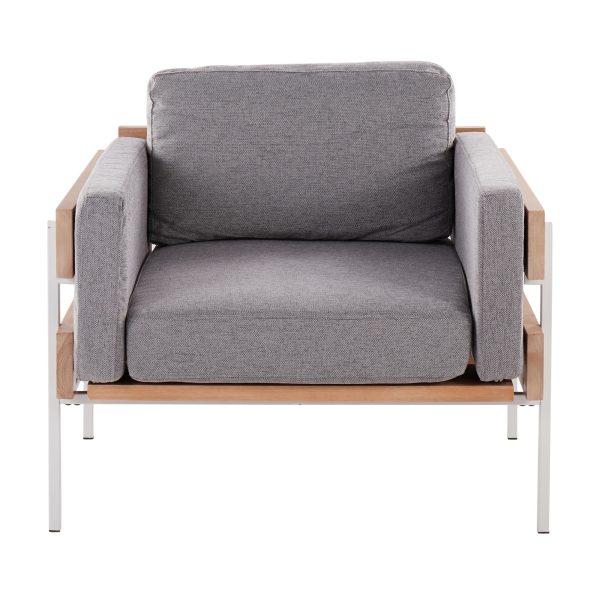 LumiSource Kari Luxe Farmhouse Light Grey Fabric Accent Chair 4