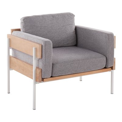 LumiSource Kari Luxe Farmhouse Light Grey Fabric Accent Chair