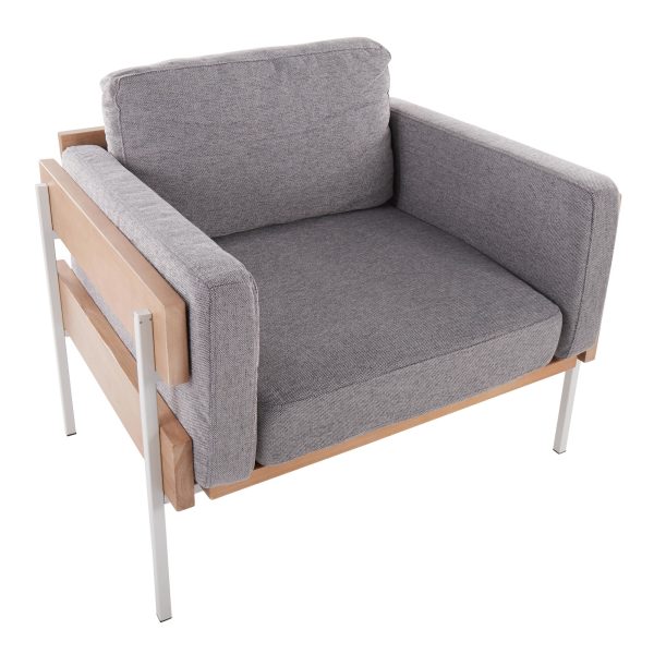 LumiSource Kari Luxe Farmhouse Light Grey Fabric Accent Chair 5