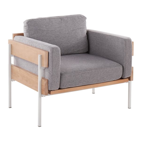 LumiSource Kari Luxe Farmhouse Light Grey Fabric Accent Chair