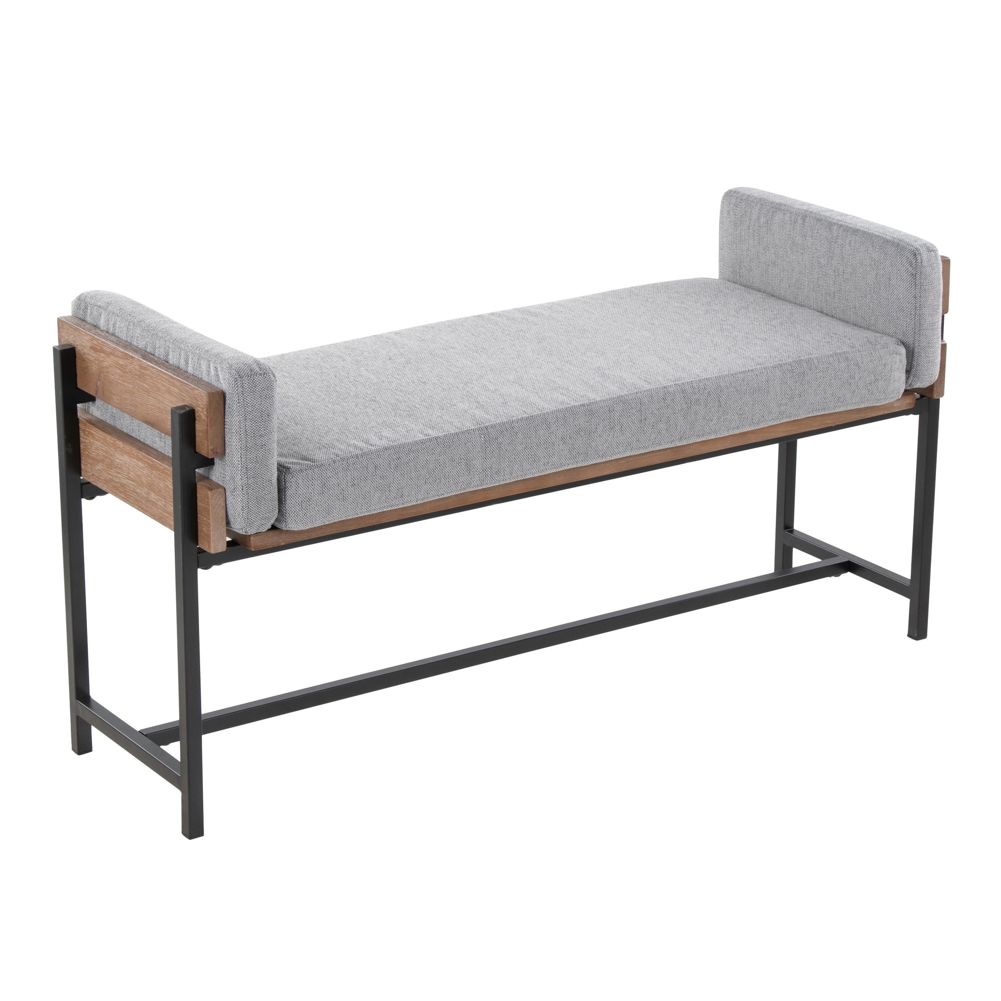 LumiSource Kari Luxe Light Grey Farmhouse Bench 3 LumiSource Kari Luxe Light Grey Farmhouse Bench - Image 3