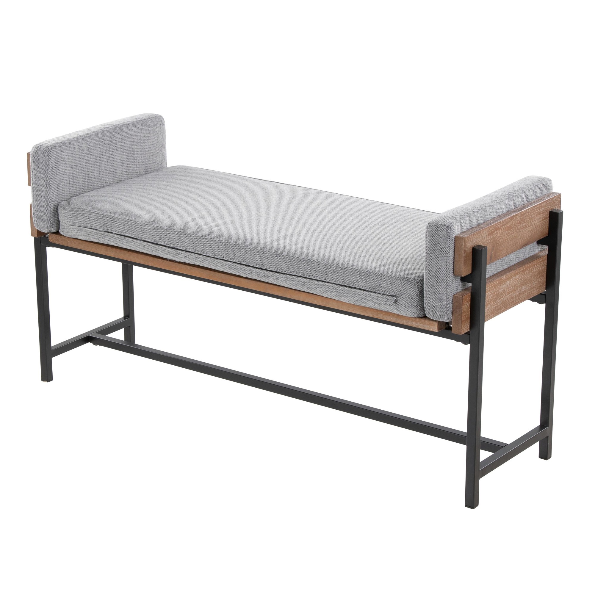 LumiSource Kari Luxe Light Grey Farmhouse Bench 5 LumiSource Kari Luxe Light Grey Farmhouse Bench - Image 5