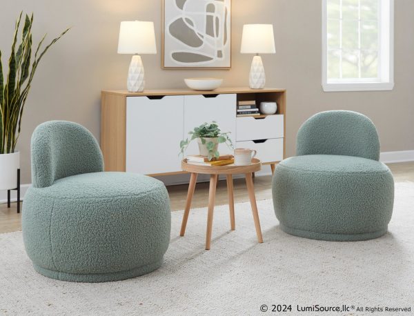 LumiSource Kimi Green Sherpa Contemporary Accent Chair 1