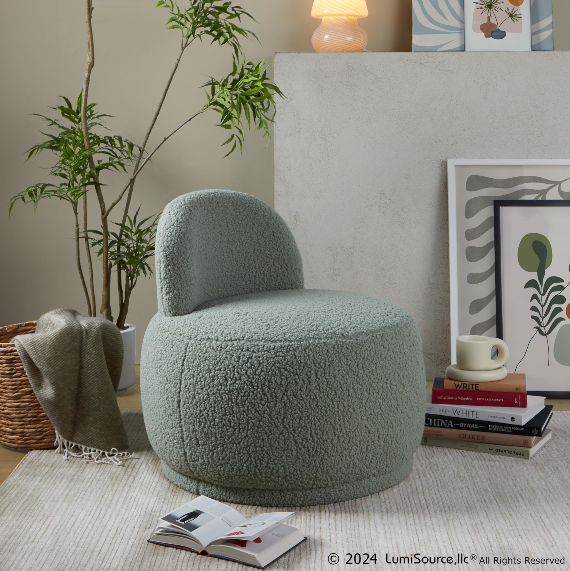 LumiSource Kimi Green Sherpa Contemporary Accent Chair 3 LumiSource Kimi Green Sherpa Contemporary Accent Chair - Image 3