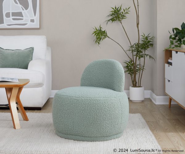 LumiSource Kimi Green Sherpa Contemporary Accent Chair