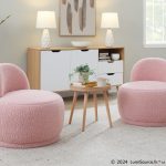 LumiSource Kimi Pink Sherpa Contemporary Accent Chair