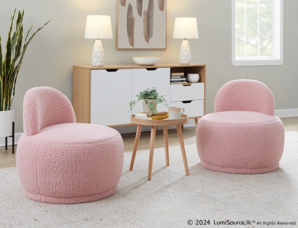 LumiSource Kimi Pink Sherpa Contemporary Accent Chair 1