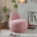 LumiSource Kimi Pink Sherpa Contemporary Accent Chair