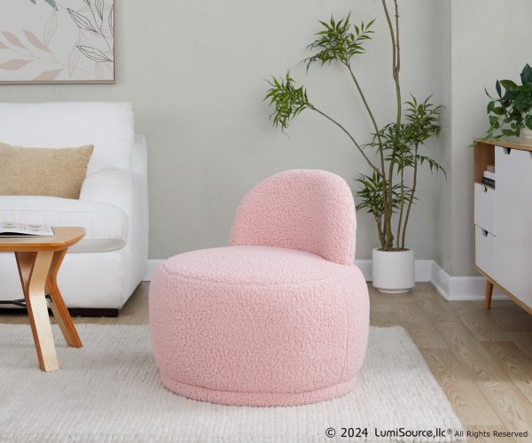 LumiSource Kimi Pink Sherpa Contemporary Accent Chair