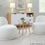 LumiSource Kimi White Sherpa Contemporary Accent Chair