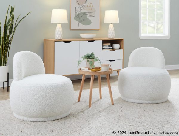 LumiSource Kimi White Sherpa Contemporary Accent Chair 1