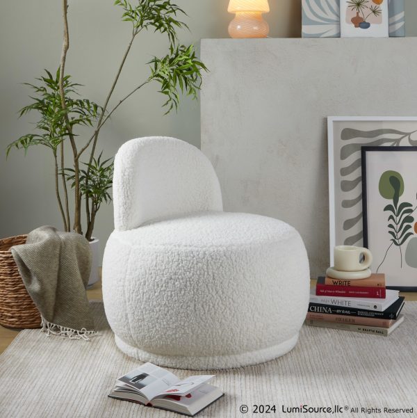 LumiSource Kimi White Sherpa Contemporary Accent Chair 2