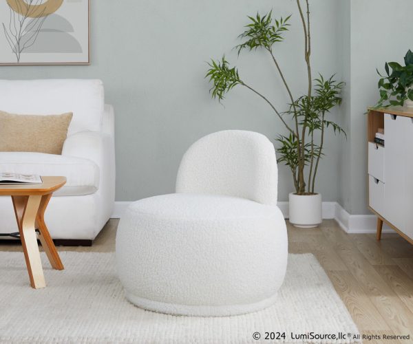 LumiSource Kimi White Sherpa Contemporary Accent Chair