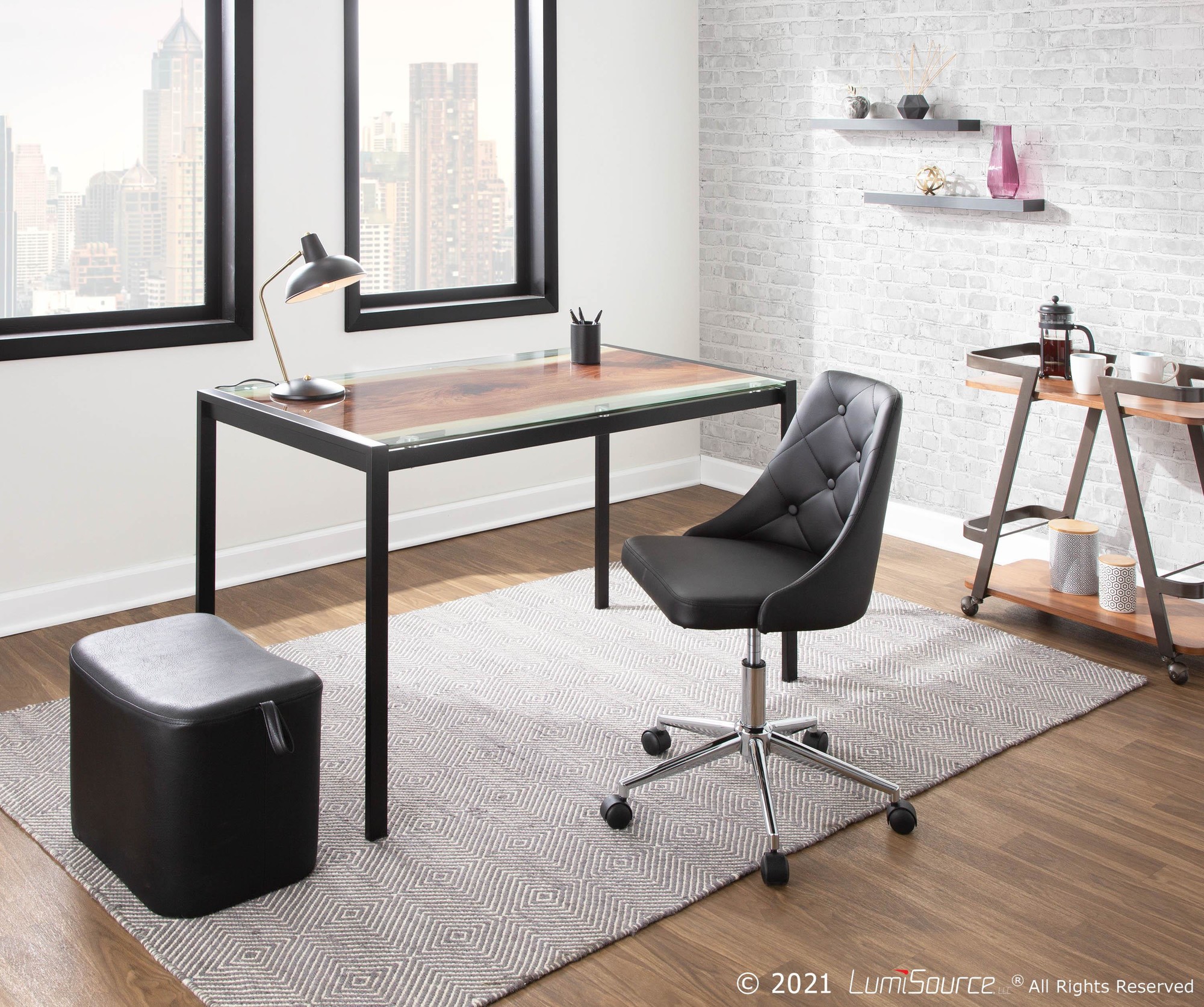 LumiSource Live Edge Black Steel Contemporary Dining Table 2 LumiSource Live Edge Black Steel Contemporary Dining Table - Image 2