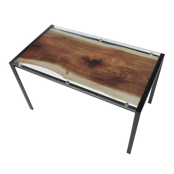 LumiSource Live Edge Black Steel Contemporary Dining Table 10