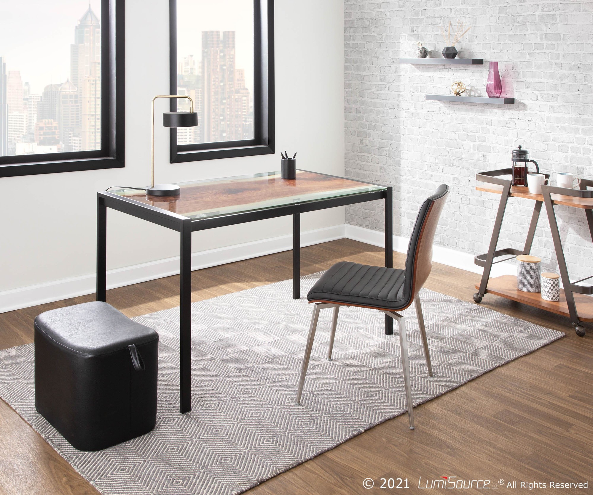 LumiSource Live Edge Black Steel Contemporary Dining Table 3 LumiSource Live Edge Black Steel Contemporary Dining Table - Image 3