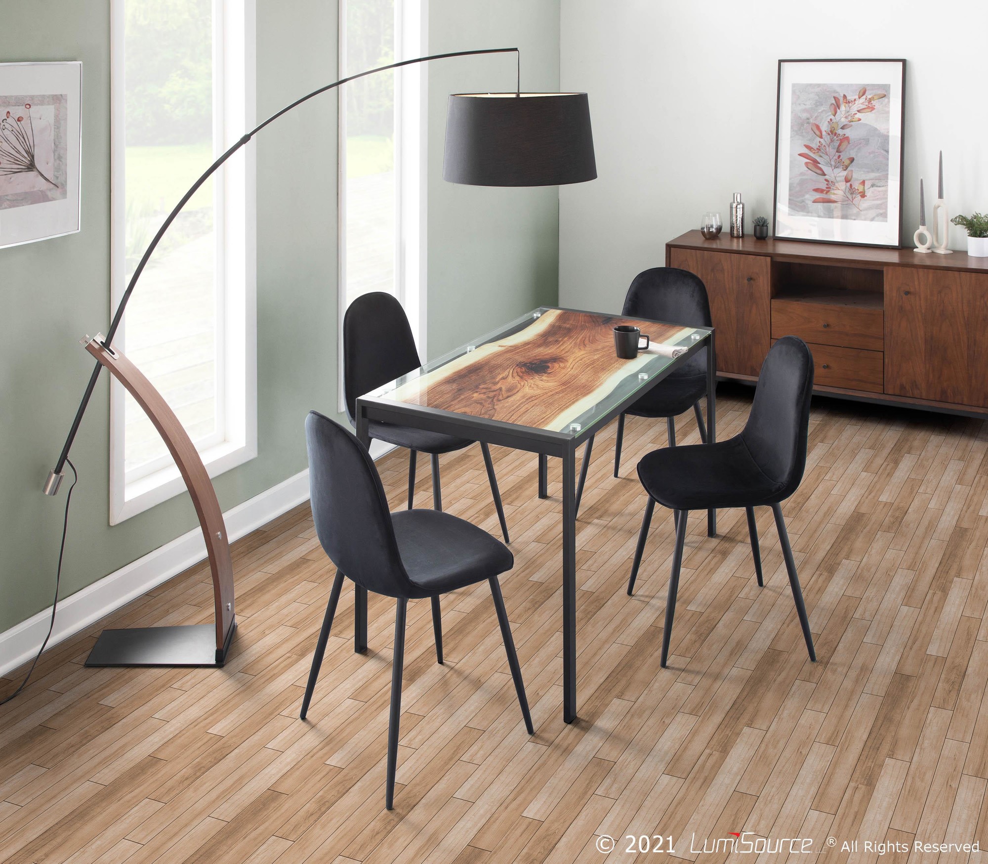 LumiSource Live Edge Black Steel Contemporary Dining Table 4 LumiSource Live Edge Black Steel Contemporary Dining Table - Image 4