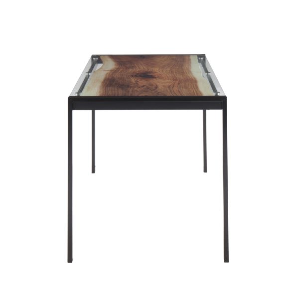 LumiSource Live Edge Black Steel Contemporary Dining Table 6