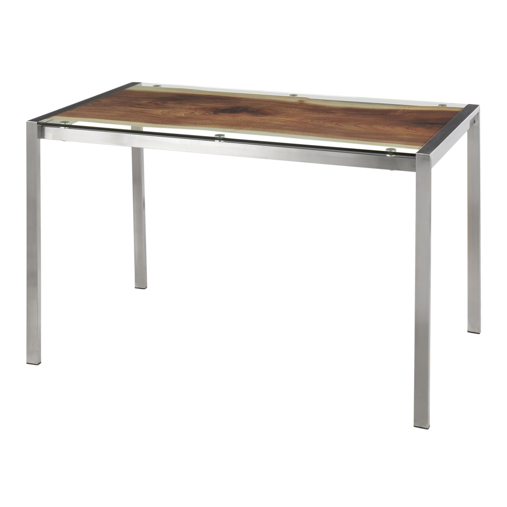 LumiSource Live Edge Contemporary Stainless Steel Glass Top Table 7 LumiSource Live Edge Contemporary Stainless Steel Glass Top Table - Image 7
