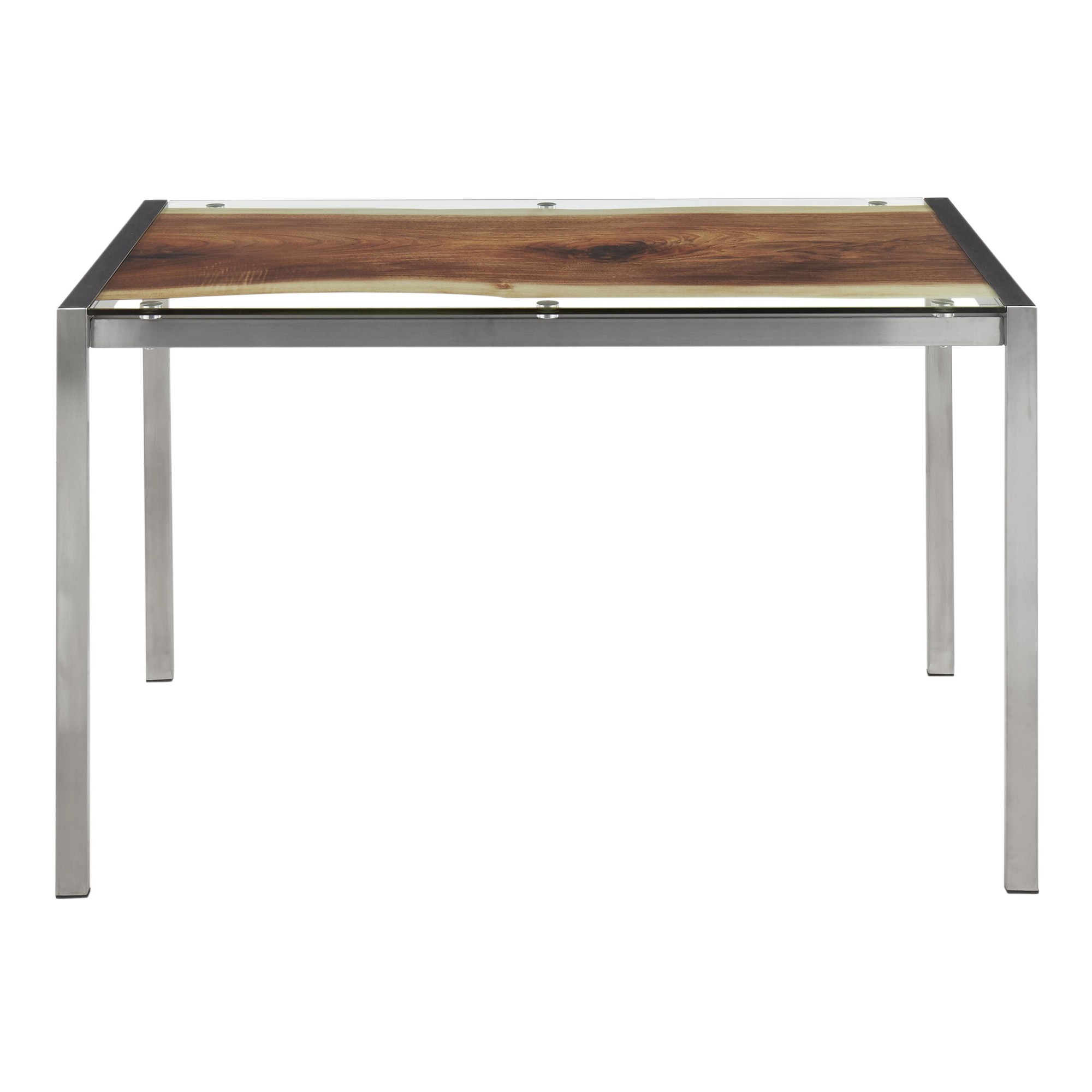 LumiSource Live Edge Contemporary Stainless Steel Glass Top Table 8 LumiSource Live Edge Contemporary Stainless Steel Glass Top Table - Image 8