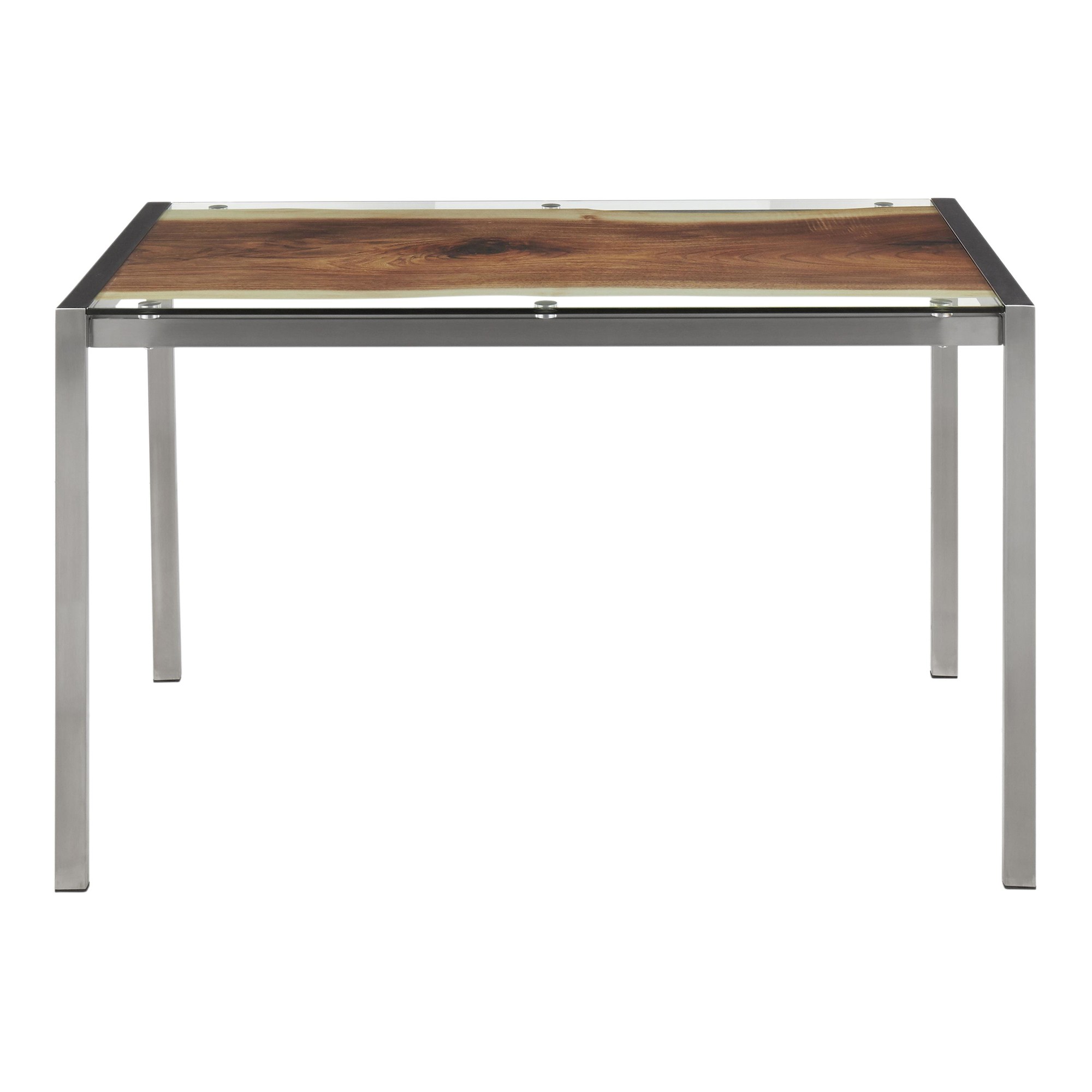 LumiSource Live Edge Contemporary Stainless Steel Glass Top Table 9 LumiSource Live Edge Contemporary Stainless Steel Glass Top Table - Image 9