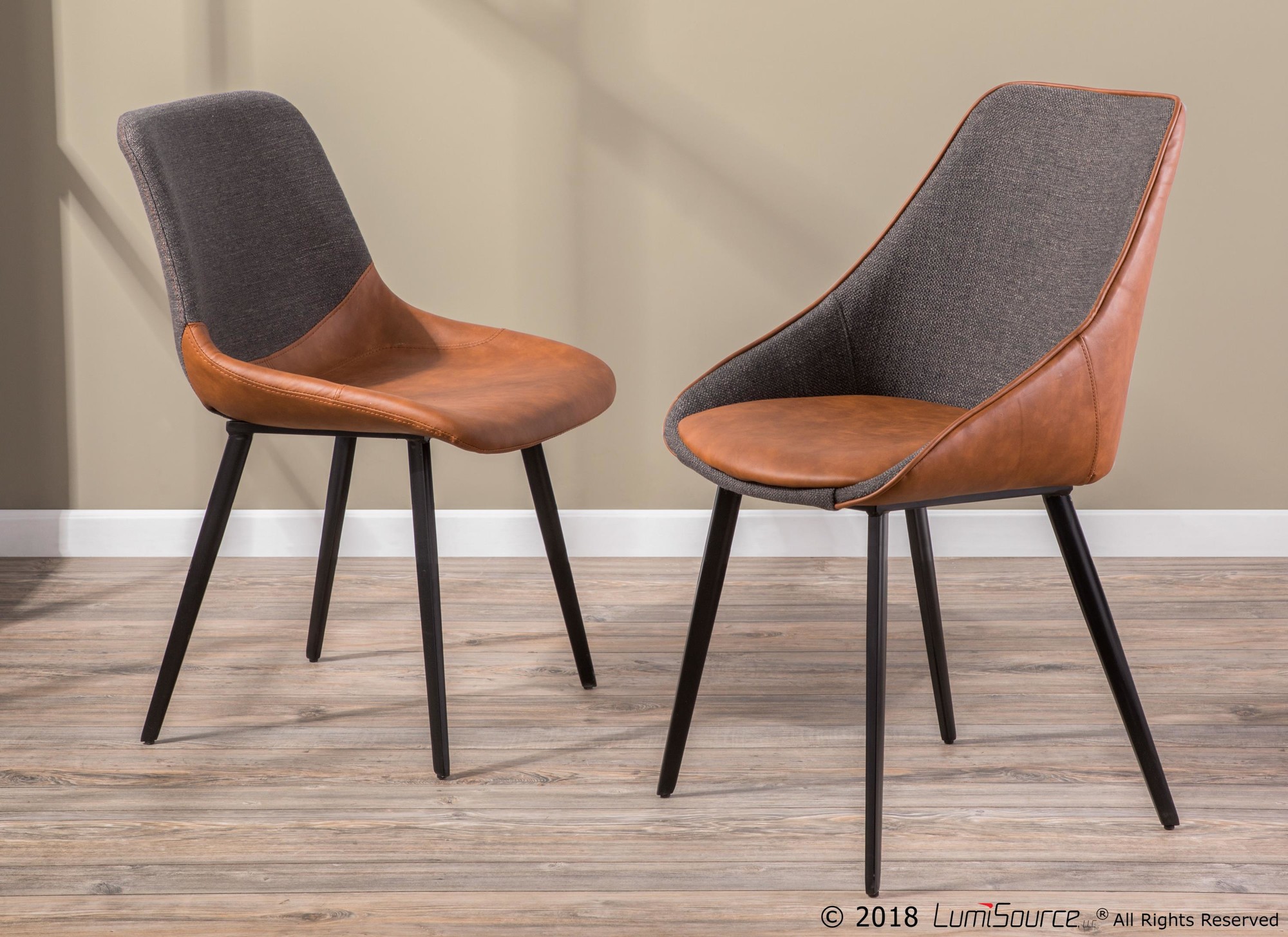 LumiSource Marche Contemporary Brown and Grey Chair (Set of 2) 3 LumiSource Marche Contemporary Brown and Grey Chair (Set of 2) - Image 3