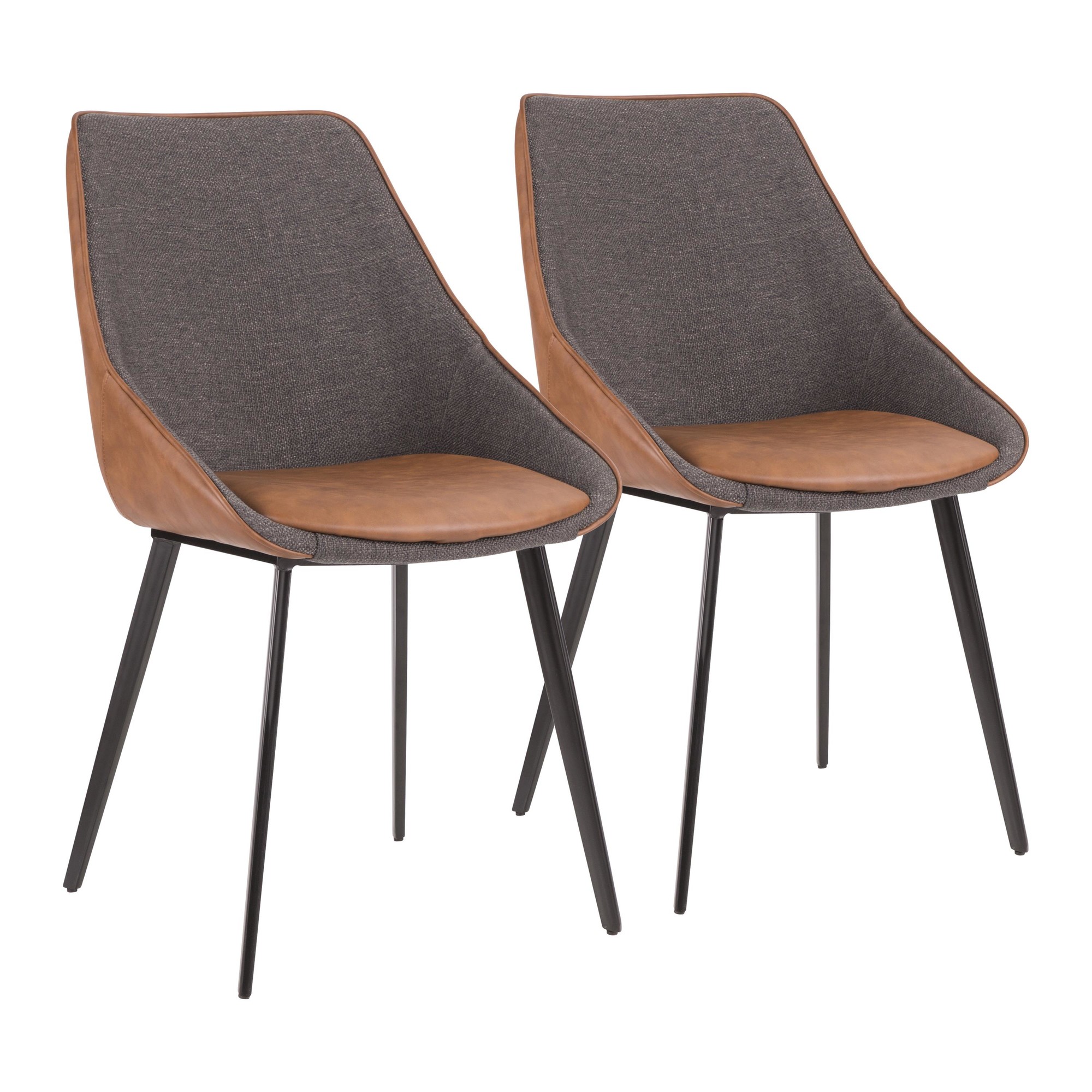 LumiSource Marche Contemporary Brown and Grey Chair (Set of 2) 4 LumiSource Marche Contemporary Brown and Grey Chair (Set of 2) - Image 4