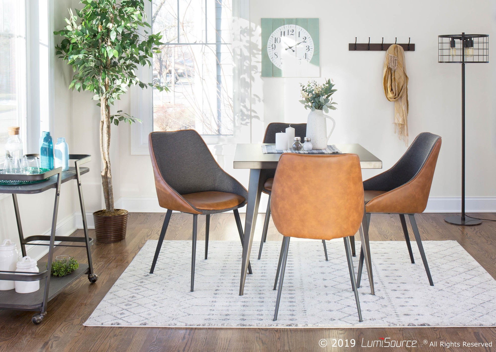 LumiSource Marche Contemporary Brown and Grey Chair (Set of 2) 1 LumiSource Marche Contemporary Brown and Grey Chair (Set of 2)