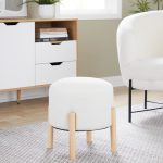 LumiSource Michelle 16-Inch Contemporary Cream Ottoman Natural Wood 9 LumiSource Michelle 16-Inch Contemporary Cream Ottoman Natural Wood